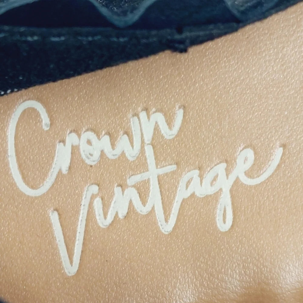 Crown Vintage Brae Black Escalope Summer Flat Espadrille I885